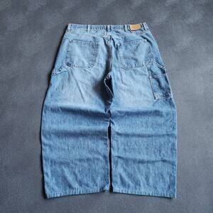 Y2K Tommy Hilfiger Baggy Carpenter Dungaree Blue Denim Jeans 38x26